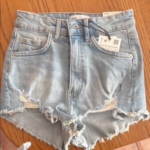 ZARA HIGH RISE - TRF Denim Blue Distressed Women's Shorts